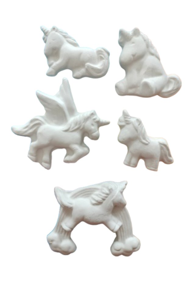 Plaster Figurine Set Unicorns
