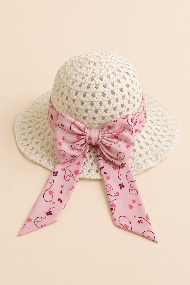 Girls' Hat Summer Straw Beach and Daily Use Sun Hat 3-8 Years Old