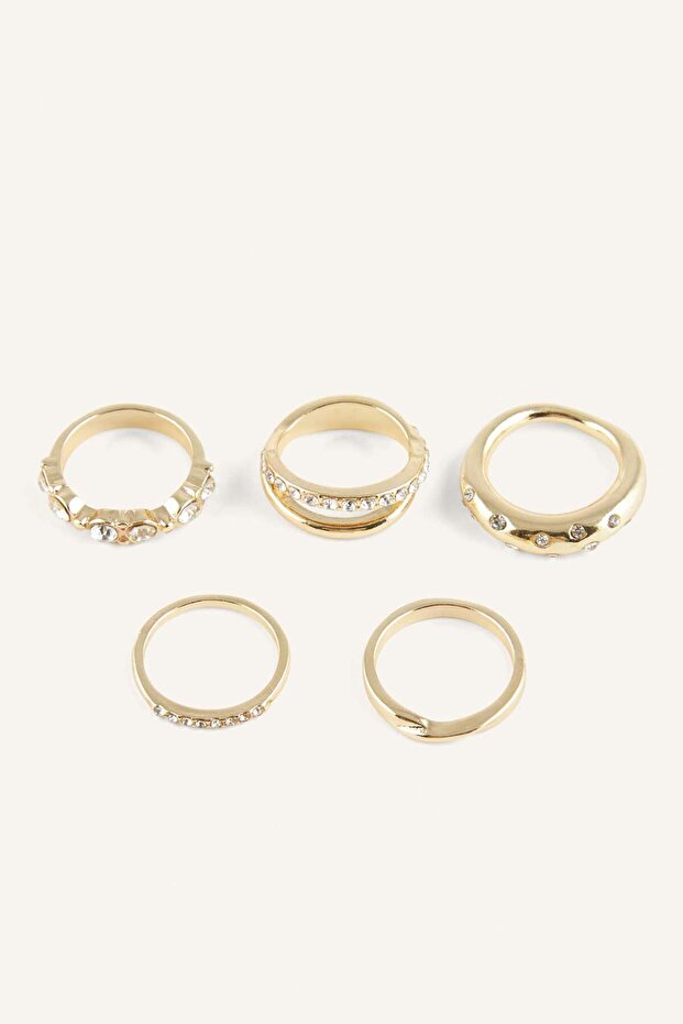 Women's 5-Piece Stone Yellow Ring I1273Axns