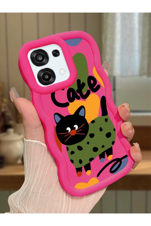 Oppo F31 5g Compatible Case Camera Protector Red Silicone Couple Phone Case Cat Pattern