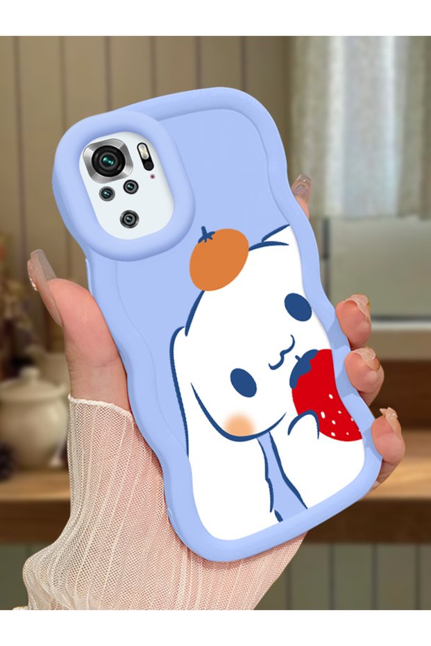 Redmi Note 10S Compatible Case Camera Protector Blue Silicone Couple Phone Case Stripe Pattern