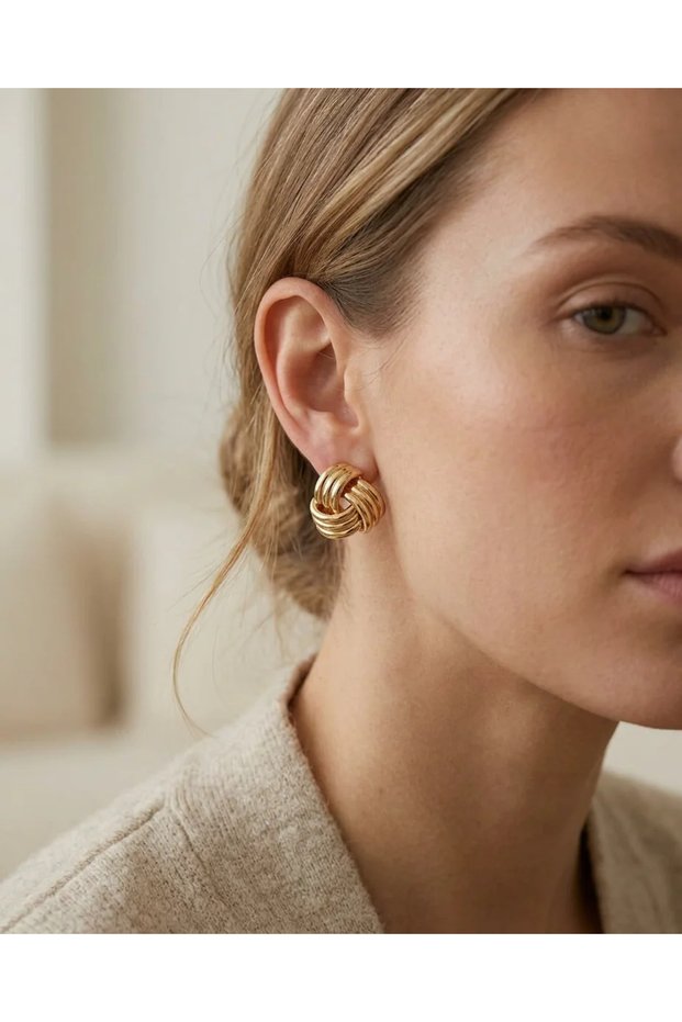 316L Steel Gold Color Spiral Model Women's Earrings Stylish Jewelry