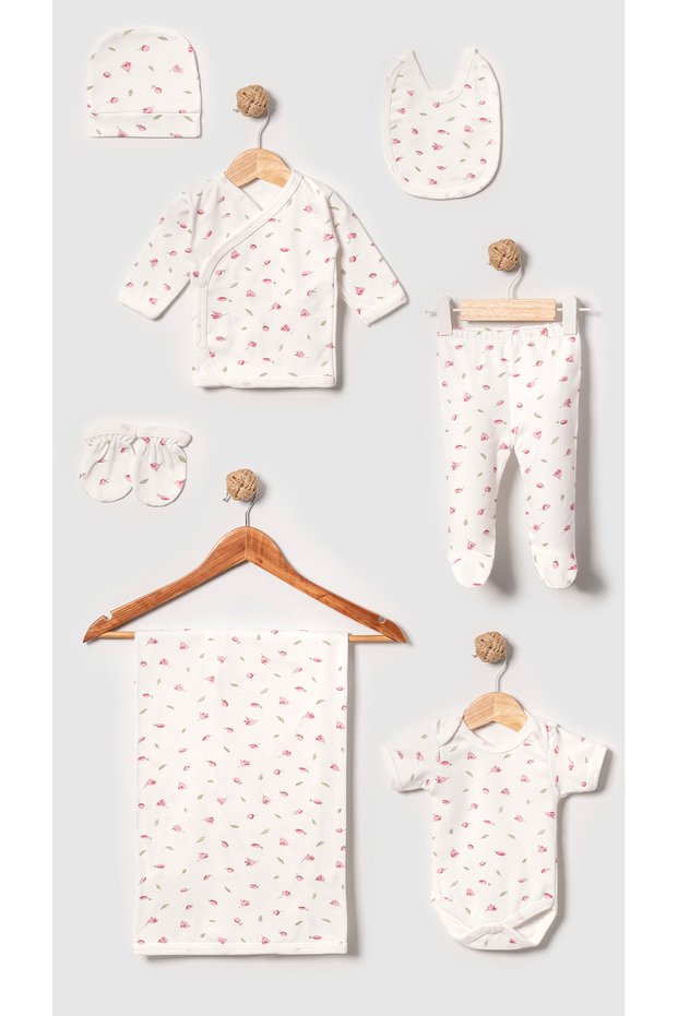 Floral Detailed 7-Piece Hospital Discharge Cotton Newborn Set