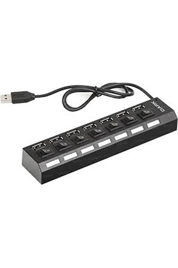 محور USB2.0 مع مفتاح DK AC USB272 7 منافذ داكن