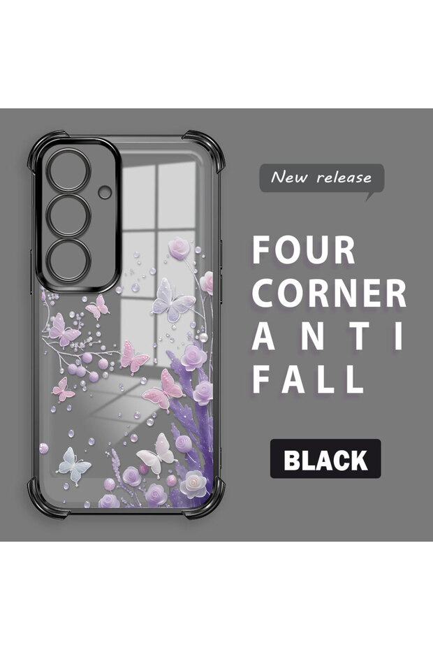 Samsung Galaxy S25 Compatible Transparent Back Four-Corner Reinforced Impact Protection Silicone Case