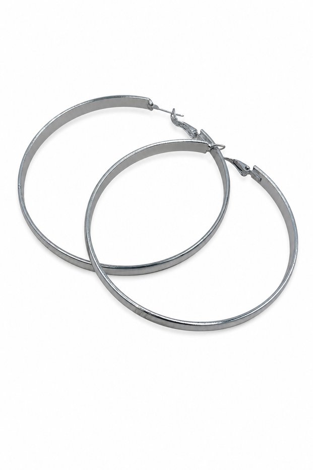 Stylish and Modern Wide Hoop Earrings for Women in Bright Gray Color