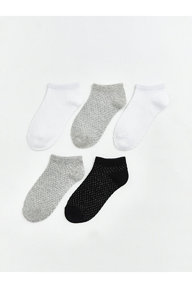 Two Mt Shop Quality Lcw Dream Ecru Patterned 5-Pack Women's Booties Socks