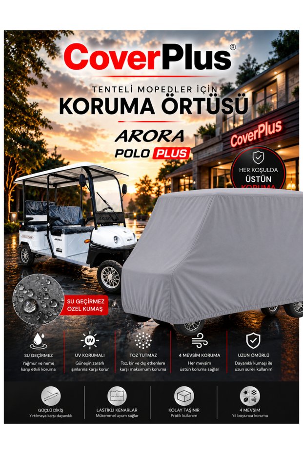 Arora Polo Plus Tenteli 4-Wheel Electric Moped Compatible Waterproof Cover-Uv Protected Tarpaulin