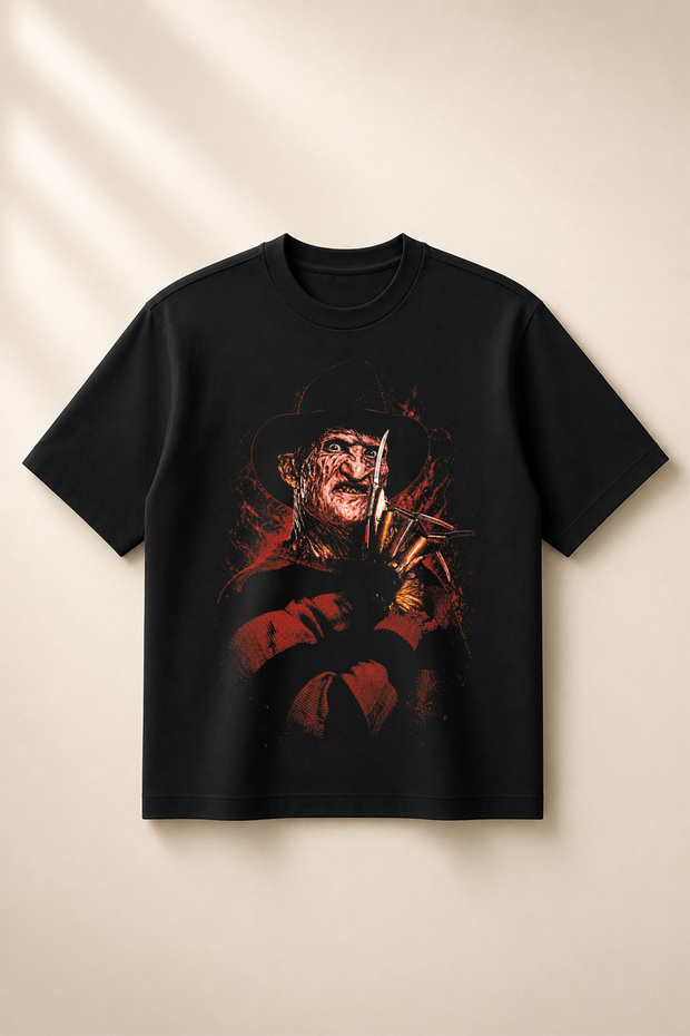 A Nightmare on Elm Street Printed Oversize Boxy Cut Unisex 100% Cotton Tshirt (190 Gsm)