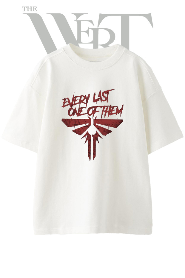 Last of Us Firefly Design Printed Unisex White Oversize T-Shirt