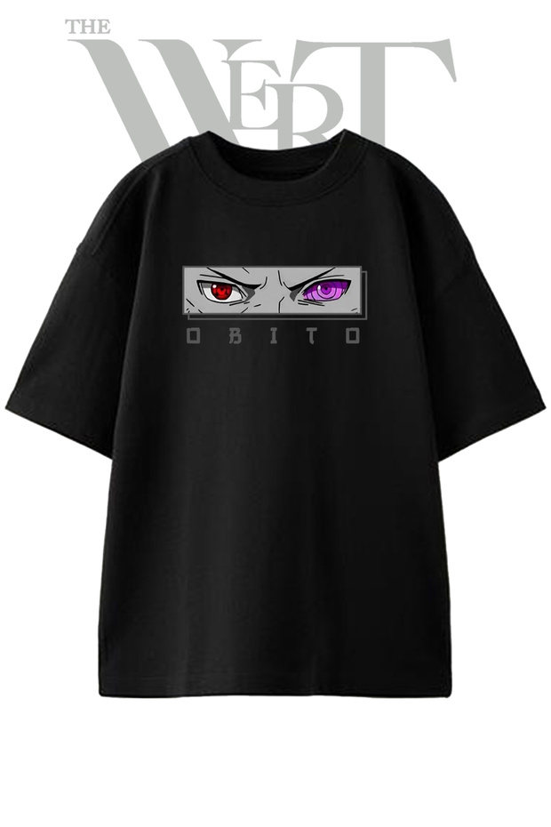 تي شيرت Obito_1 مطبوع بتصميم مميز للجنسين باللون الأسود مقاس كبير