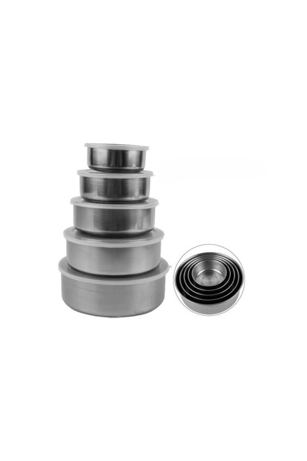 5Pcs 10-18cm Stainless Steel Nesting Storage Container Set for Office Home Office Kitchen