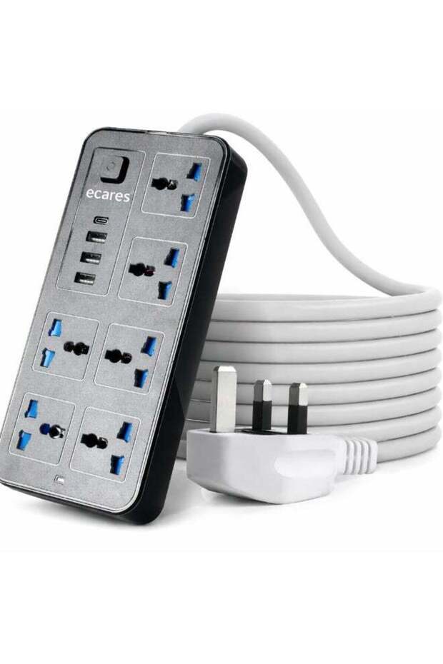 ® Universal Power Strip, 6-Gang Extension Lead with 3 USB & Type-C, 5M Heavy Duty Cable