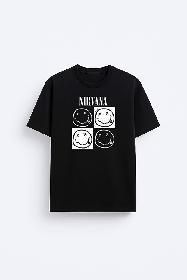Nirvana Printed Cotton Black T-Shirt T-Shirt