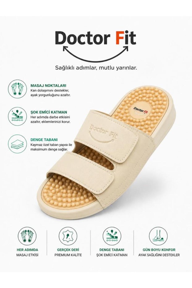 Size 45 Men's Reflexology Relaxing, Acupuncture Massage Slippers Beige