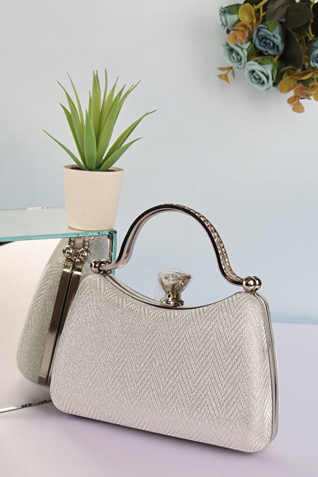 Elysara Eb0751 | Plaid Stylish Double Metal Handle Evening Dress Bag