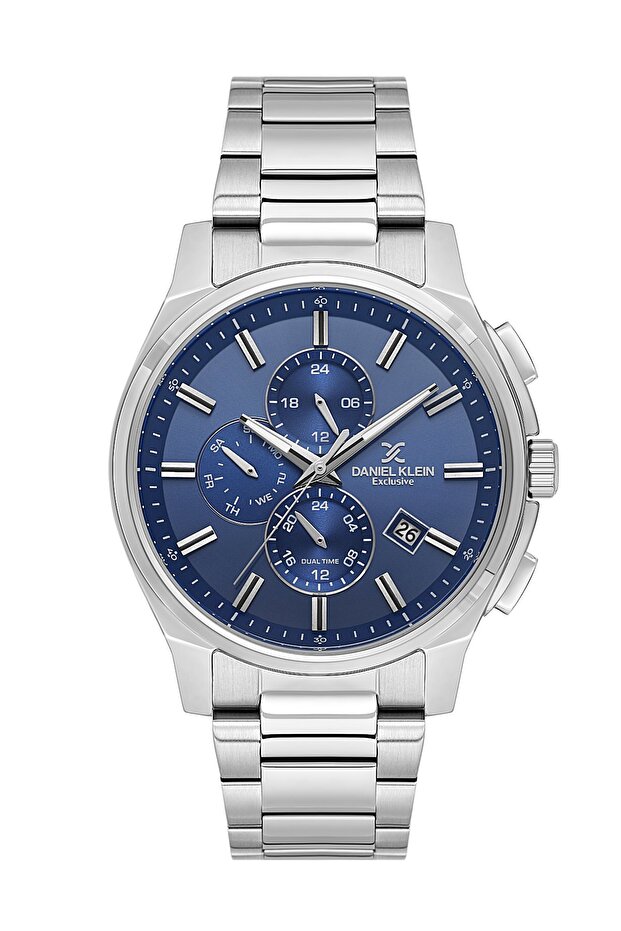 Dial Navy Blue Band Silver Color 44 mm Inner Indicators Active Gift Packaged Men Wristwatch