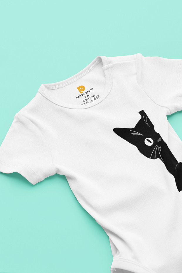 Hidden Cat Printed 100% Cotton Baby Bodysuit Sweet Cat Printed Bodysuit