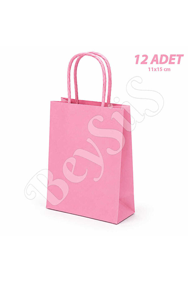 11X15 cm Gift Paper Bag Pink 12 Pieces