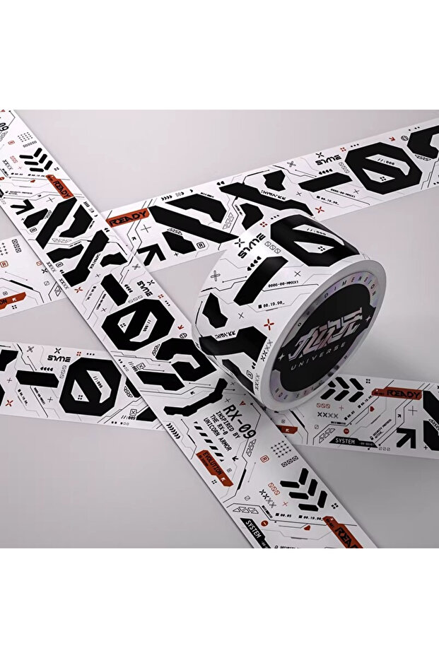 L 5M W 4CM 5M Cyberpunk Sci-Fi Warning Tape DIY Mechanical Decorative Tape Stickers for Bicycle/Skat