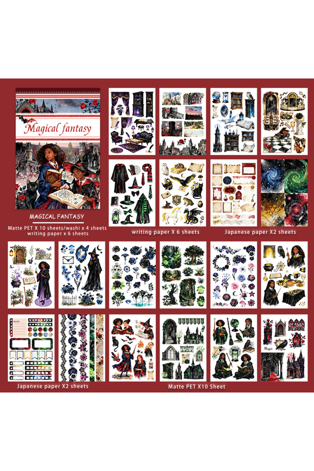 TZ170-1 20 Sheets Large Size Nature Travel Retro Magic Matte Sticker Book Pre-Cut Washi PET Stickers