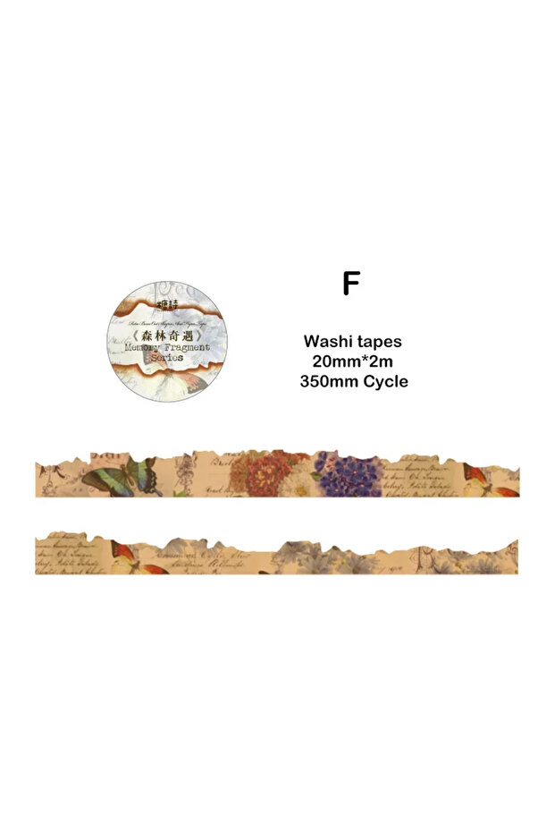 F 20mm*2m Burning Washi Paper Tapes Vintage DIY Hand Account Collage Junk Journal DIY Scrapbooking .