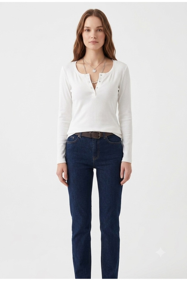 Women'S, Ecru Color, Front Placket & Snap Fasteners, Fitted/Cut-To-Fit Ribbed Camisole Fabric, Stretchy Knitted Blouse
