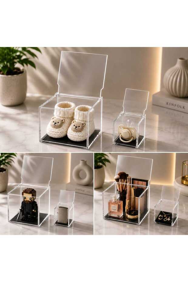 3mm Covered Transparent Plexiglass Acrylic Box (Black Base) 9X9 cm