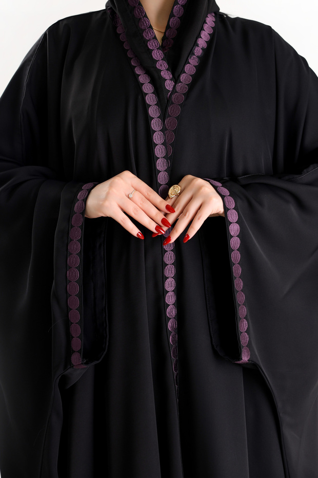 عباية جود قماش انترنت نص بشت | اسود