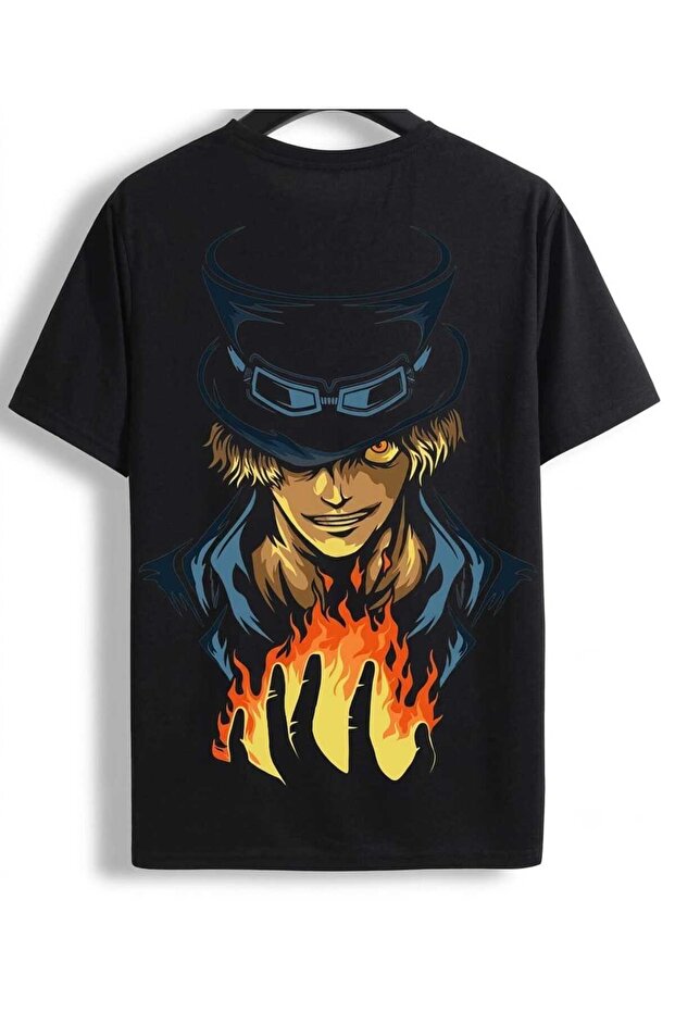 Unisex Anime Character Printed Oversize Black T-Shirt - Street Style Manga Graphic Design