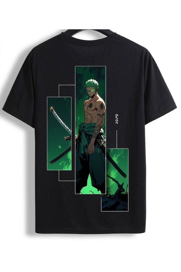 Unisex Black Oversize Anime Illustration Printed T-Shirt J-Culture Streetwear Series