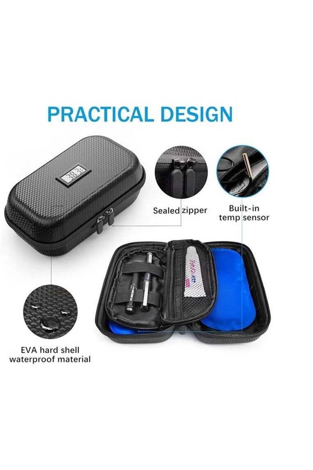 Insulin Cooler Travel Case with Thermometer TSA Approved Refrigerated Medicine Cooler for Travel with Thermometer Temperature Display Diabetic Travel Case Bag with 2 Ice Packs for Dail
