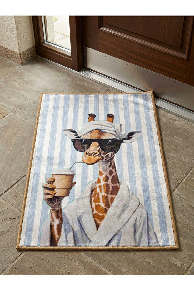 Non-Slip Sole Positive Energy Themed Washable Door Front-Bathroom Mat 40X60 cm