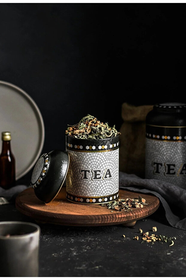 وعاء توابل معدني مزخرف بنمط فسيفساء، قطر 90 مم × ارتفاع 110 مم، غطاء محكم الإغلاق، سعة 0.6 لتر
