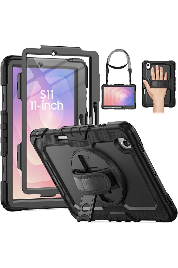 Hard Case for Samsung Galaxy Tab S11 (2025) 11 inch, Shockproof Design with Hand Strap Case Cover