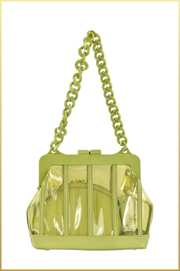 Mist Women's Transparent Looking Scholarship Thick Chain Bag - Pistachio Green