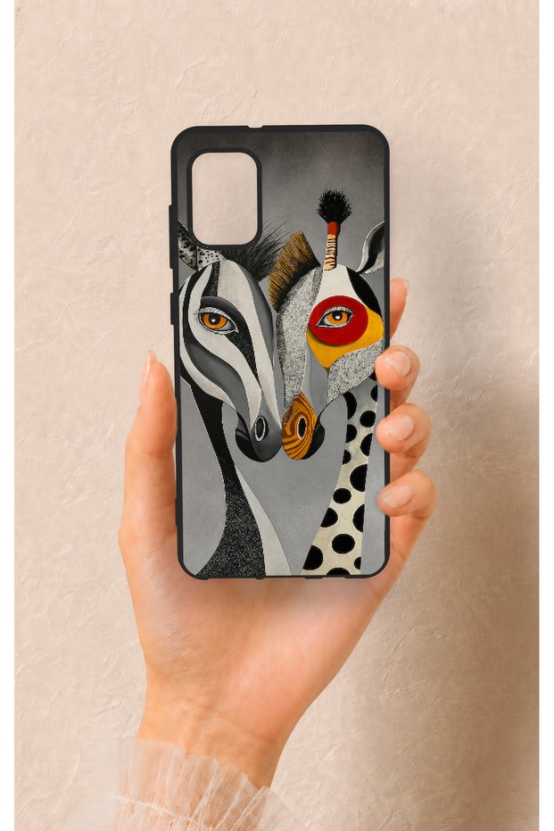 Samsung A31 Compatible Zebra and Giraffe Patterned Silicone Case