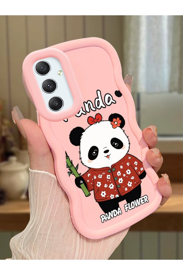 Samsung Galaxy A34 5g Compatible Case Camera Protector Pink Silicone Couple Phone Case Panda Pattern