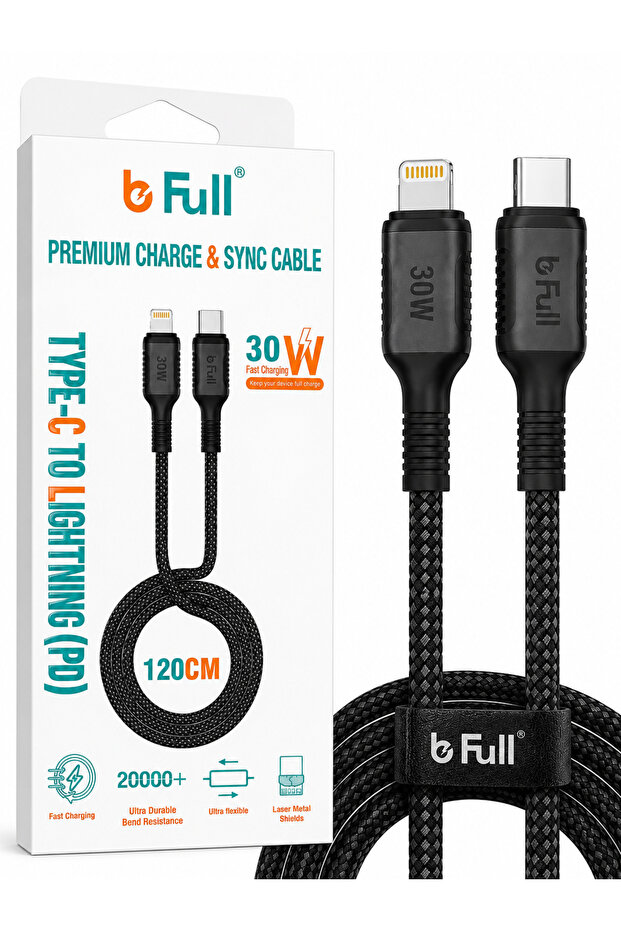 شحن سريع بقدرة 30 واط • USB-C إلى Lightning • كابل مضفر بطول 120 سم