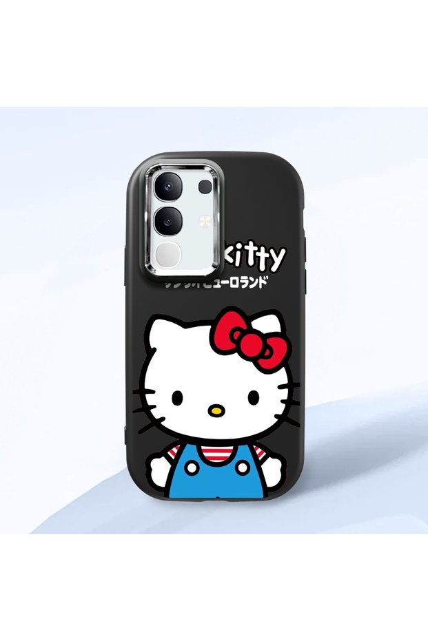 Vivo Y29 Compatible Case Camera Protector Black Silicone Couple Phone Case Kitty Pattern