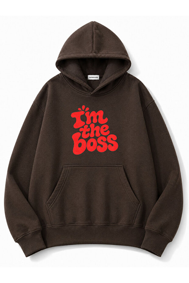 Text Printed Hooded 2 Thread Raster Sweatshirt