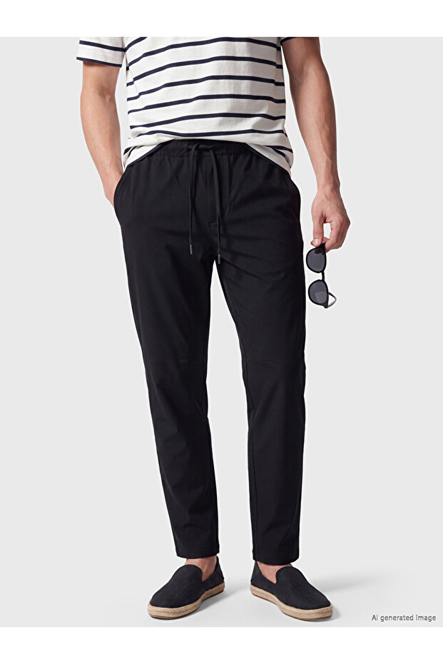Black Slim Fit Gabardine Men's Trousers