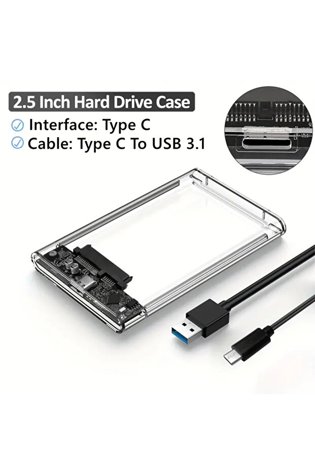 علبة قرص صلب USB C-USB A USB 3.0/USB 3.1 بحجم 2.5 بوصة من نوع SATA SSD مع سرعة نقل تصل إلى 5 جيجابت في الثانية