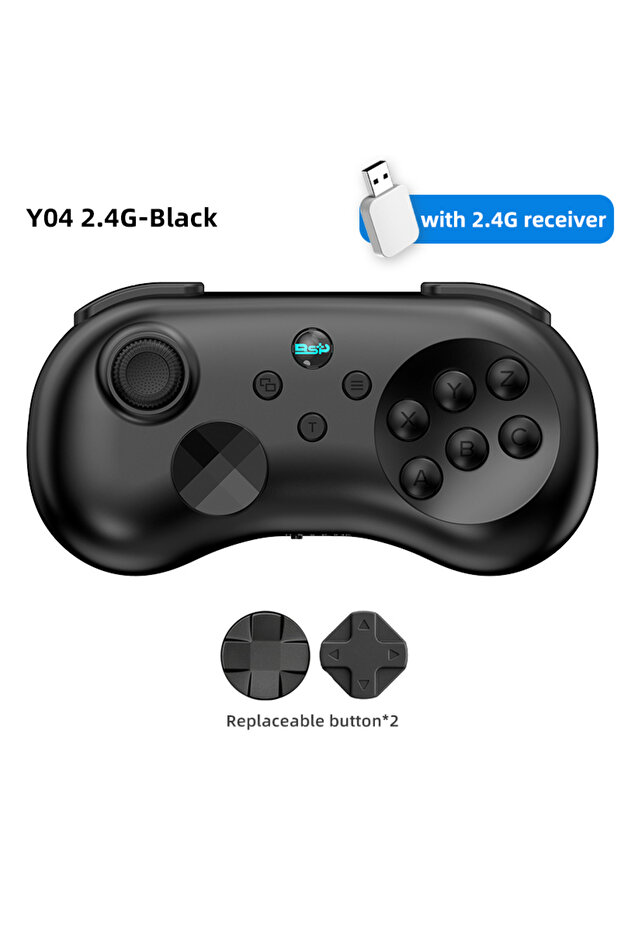 Y04-2.4G -Black Y04 Game Controller 6-key Fighting Game Controller with Adjustable Height Hall Joyst