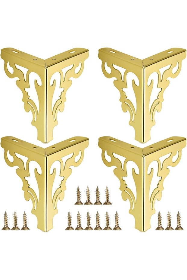 4-Piece Set Metal Furniture Legs Modern Sofa Cabinet Legs Repair Refurbishment Dressing Tables Wardrobes Coffee Tables Gold 15cm