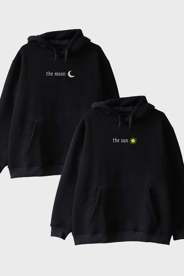 Moon and Sun Black Hoodie Set