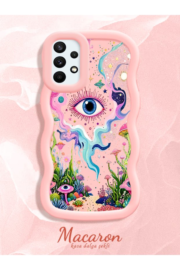 Samsung Galaxy A73 Compatible Colorful Psychedelic Eye Mushroom Drawing Flat Print Case