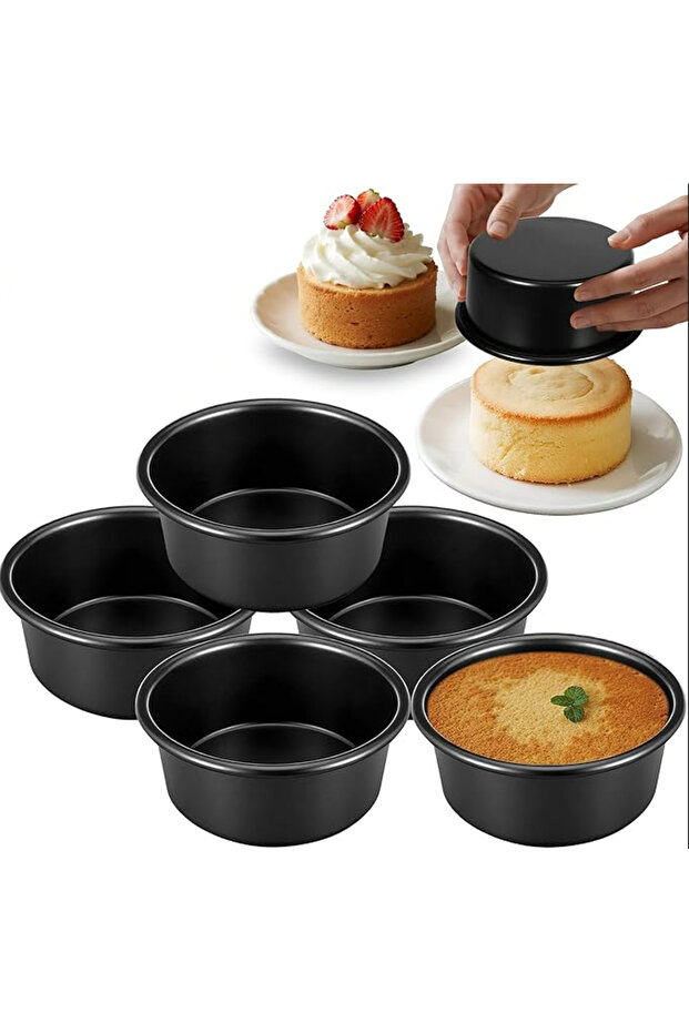 5-piece set of 4-inch (approx. 10.2 cm) cake pans, non-stick round cheesecake pans
