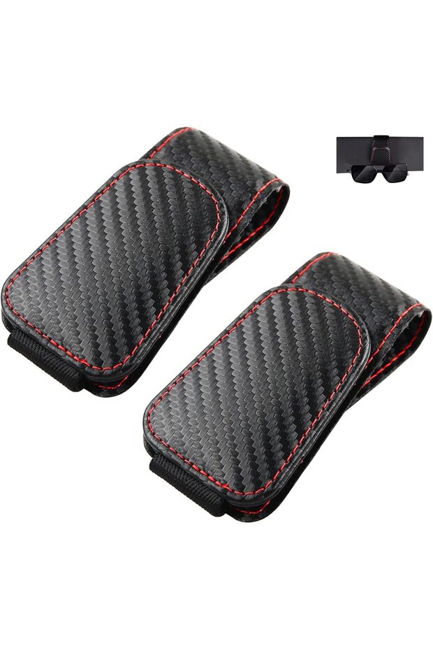 2-Piece Car Leather Sunglasses Clip Set - Practical Visor Eyeglasses Holder & Organizer Tool for Drivers