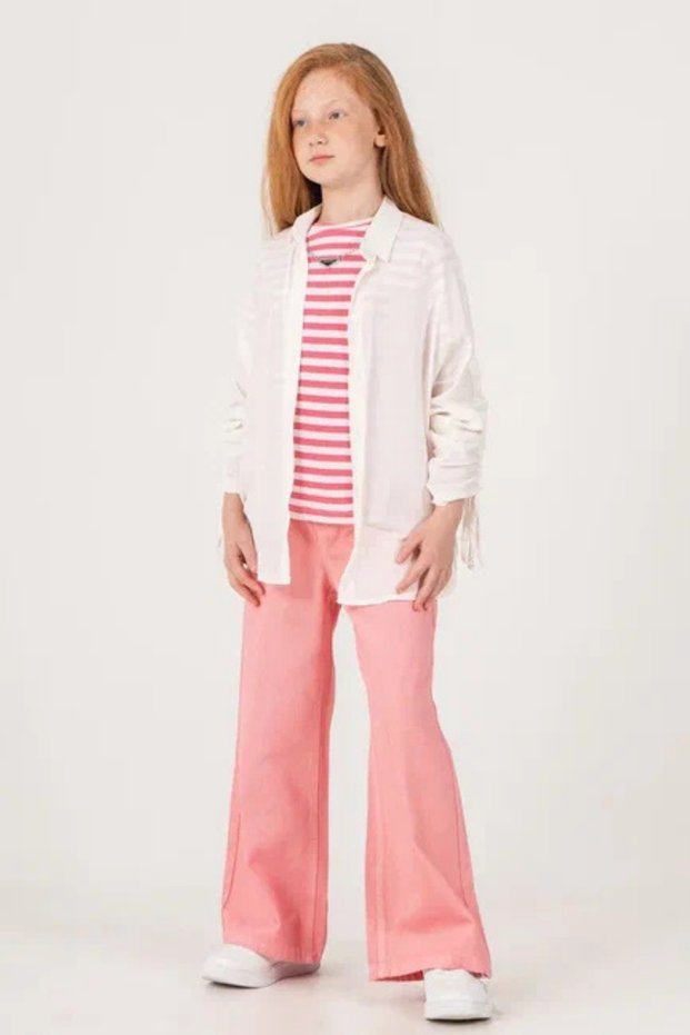Girl's Basic T-Shirt, Shirt, Pants 3-Piece Combination Set 1810